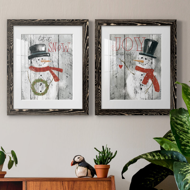 «Let It Snow Snowman», ensemble de 2 reproductions d'art textuel, Blanc, H 20 po x l 17 po x P 1 po