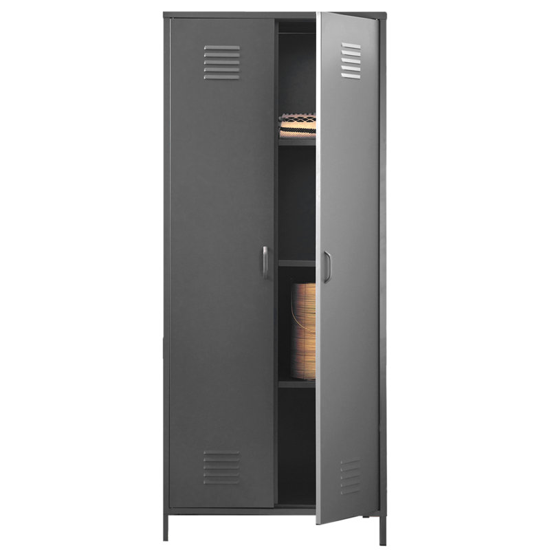 Abdul-Raheem 2 Door Steel Wardrobe, Grey