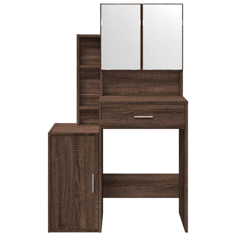Dressing Table with Mirror, Brown Oak