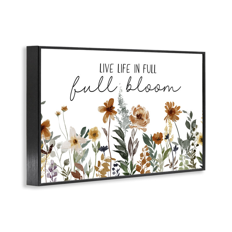 «Full Bloom Sentiment», estampe numérique par JJ Design House LLC, Giclée encadrée noir minuit, H 16 po x l 24 po