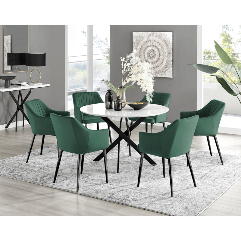 Ensemble repas pour 6 personnes Aashif, Vert / noir