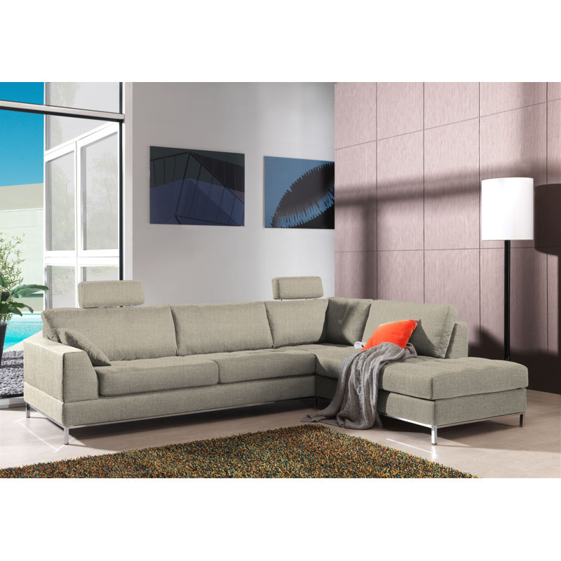 Azure 5 Seater Corner Sectional, Beige, Recamiere right