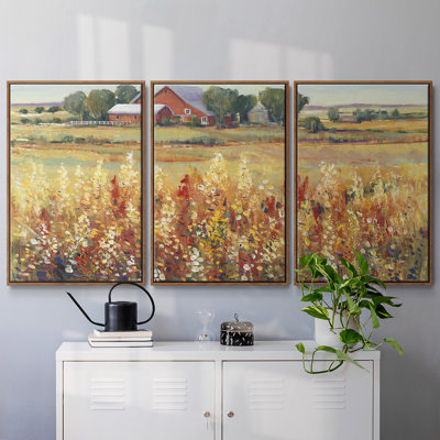 «Country View I», peinture sur toile 3 pièces
