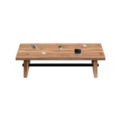 Modern Industrial Rectangular Solid Wood Conference Table by Inbox Zero