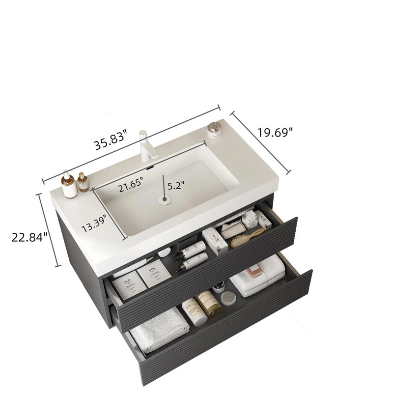 Meuble-lavabo avec lavabo encastré VENO, 36"