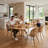 5-Piece Dining Set Mid-Century Wooden Table And Brown Rattan Chairs