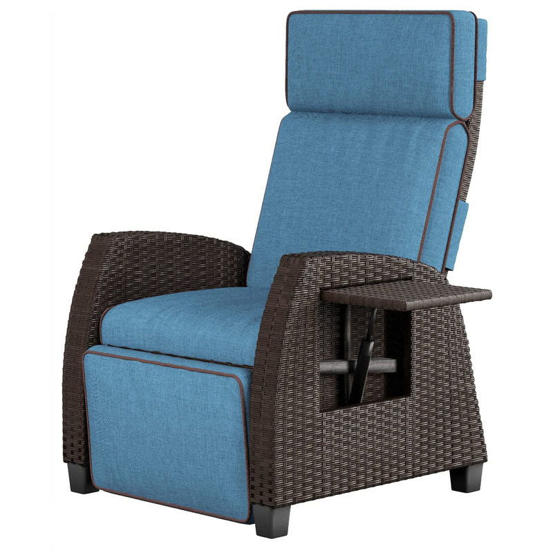 Wicker Outdoor Lounge Chair, Blue