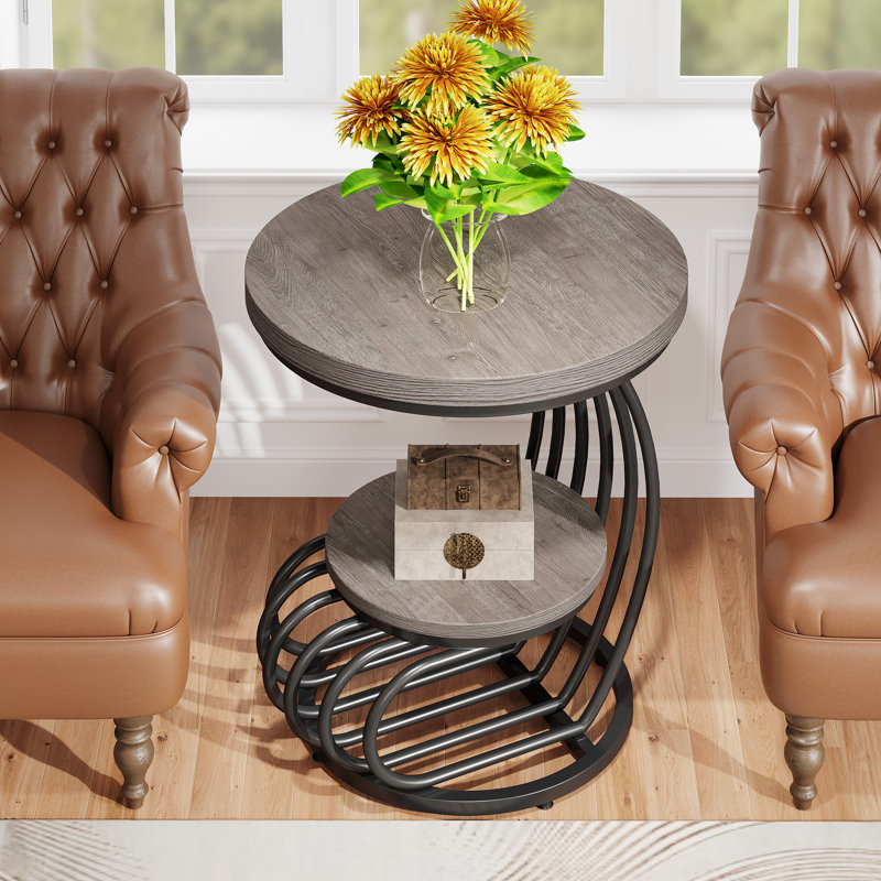 Ondray Side Table, End Table, Accent Table, Living Room Side Table, With Storage, Black, Gray