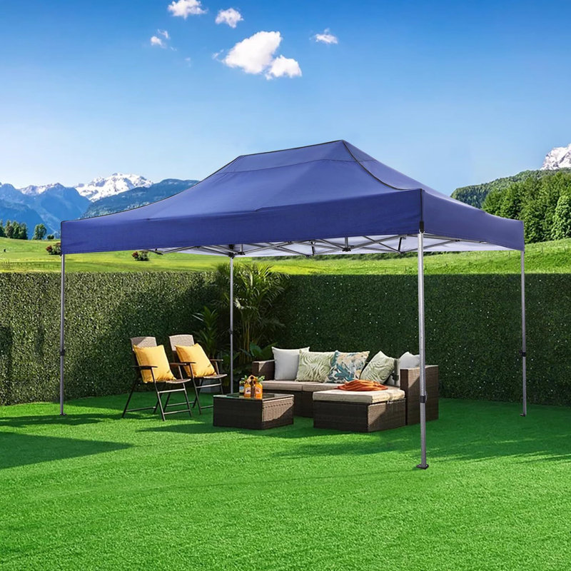 10x15 Heavy Duty Pop up Canopy Tent with 4 sidewalls Commercial Outdoor Canopy , Dark Blue