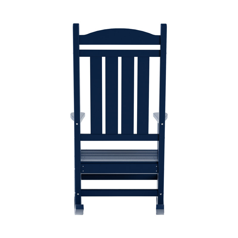 Chaise berçante d'extérieur en plastique avec table d'appoint Vinnie, Bleu marine