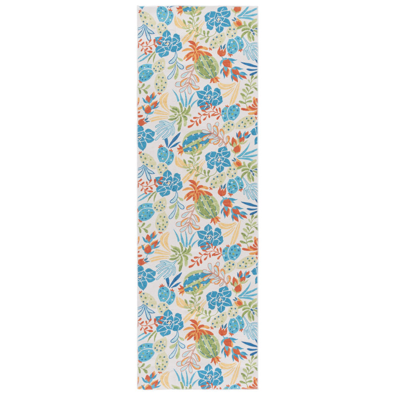 Meenakshi Performance Machine Washable Floral Rug, Runner 2'6" x 8'