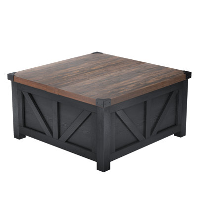 Farmhouse Coffee Table With Charging Station&Usb Ports, Lift Tabletop Central Table W/Large Hidden Space