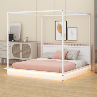 Wood LED Canopy Bed