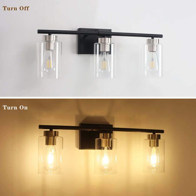 Hooversville 3- Light Dimmable Vanity Light, Black/Brushed Nickel, 3 Lights