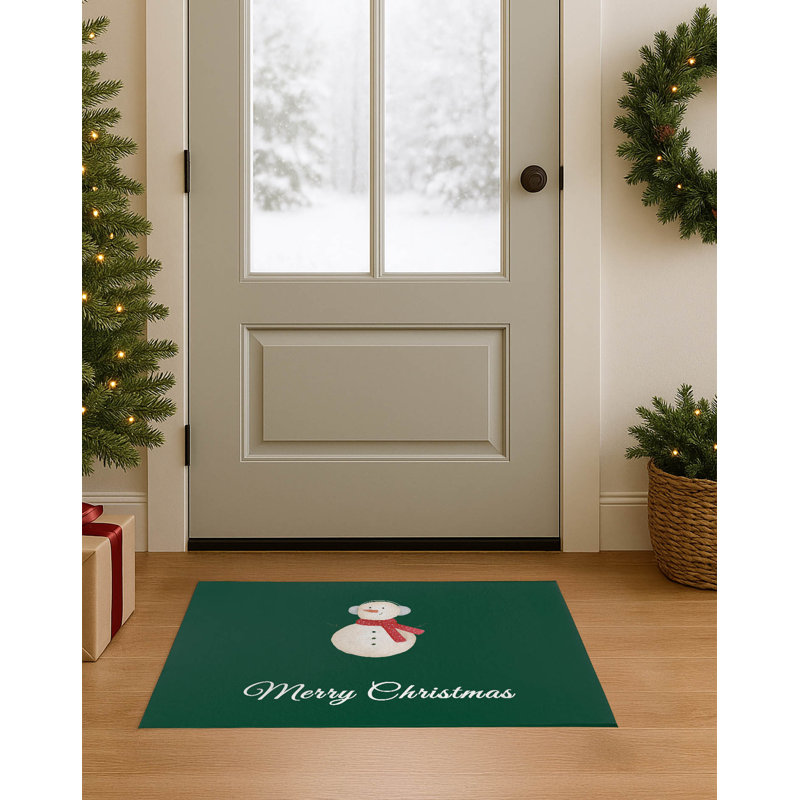 Merry Christmas Stocking Gnome Non-Slip Indoor Doormat, Evergreen, 24" W x 36" L