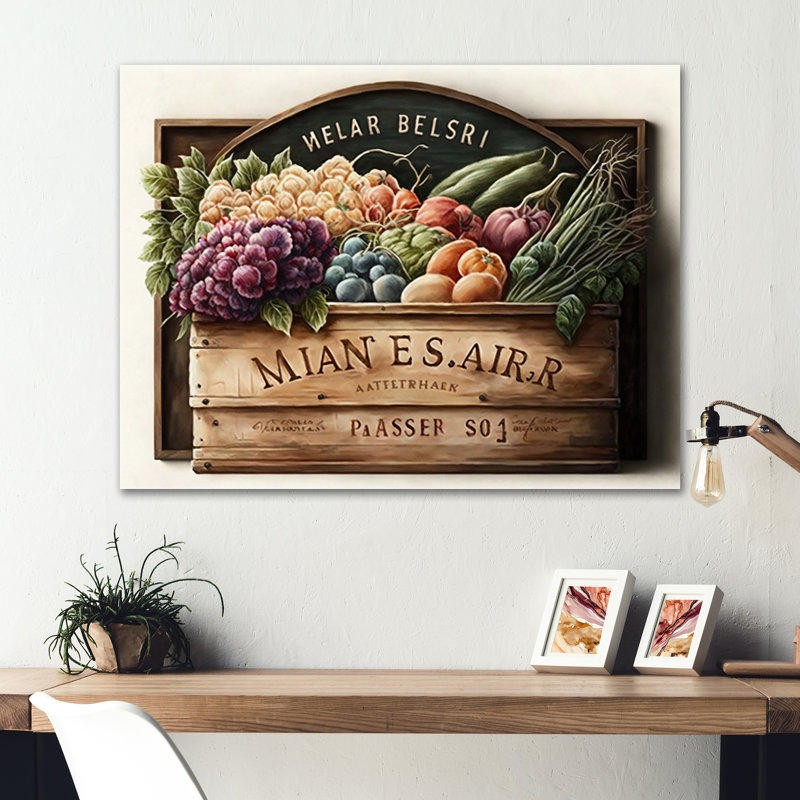 Fruit in Basket IV - reproduction sur toile, L 32 po x H 16 po, Toile tendue