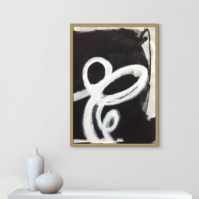 White Swirly Swirls 2 - Cadre flottant, reproduction d'art sur toile
