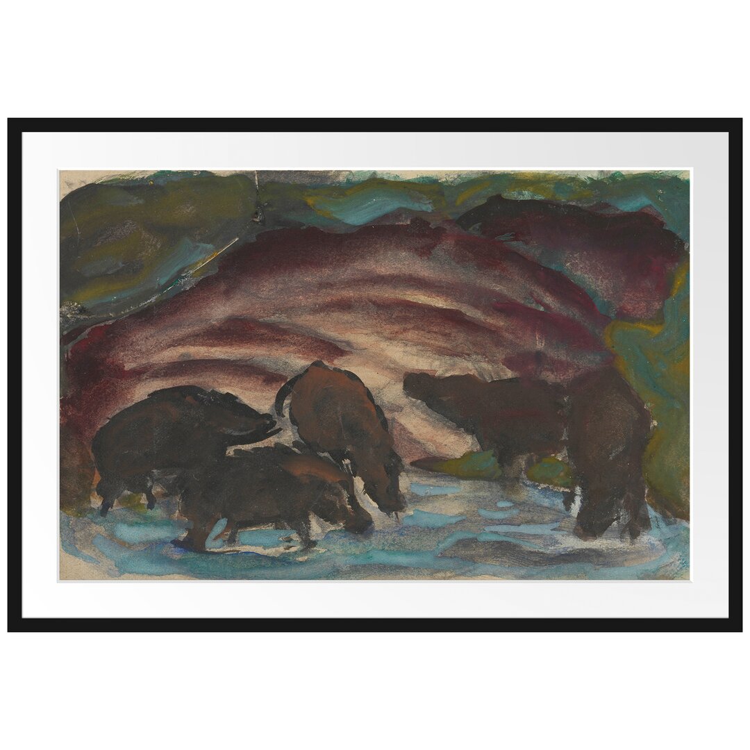 Gerahmtes Poster Wild Boars at the Water von Franz Marc