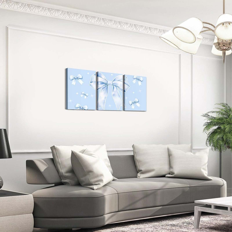 3 Piece Wrapped Canvas Print, Blue
