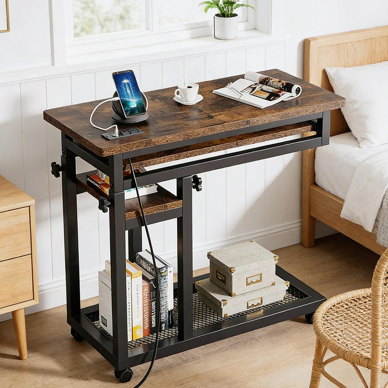 Table d'appoint, table de bout avec roues et station de charge