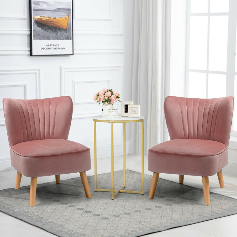 Tocco Velvet Slipper Chair, Pink Velvet