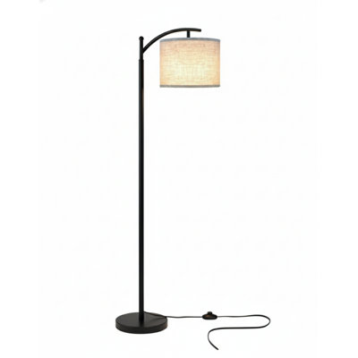 Floor Lamp For Living Room With 3 Color Temperatures LED Bulb, Standing Lamp Tall Industrial Floor Lamp Reading For Bedroom, Office (9W LED Bulb, Beige Lampshade Included) -Black