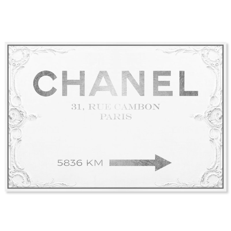 «Fashion and Glam Couture», panneau de signalisation rococo - impression, H 20 po x l 30 po, Cadre blanc