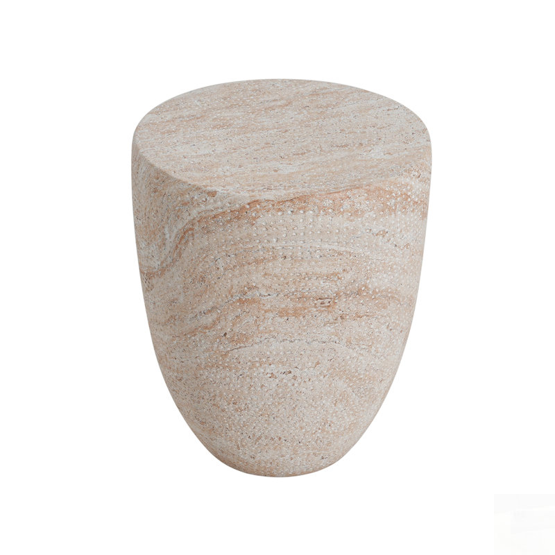 Table d'appoint extérieure / intérieure en béton léger, finition en travertin élégant pour une utilisation durable et élégante