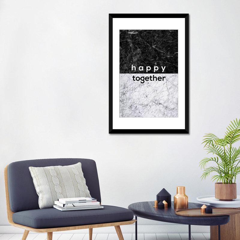 « happy pair », impression sur toile, Papier d'art encadré noir, Blanc, H 32 po x l 24 po x P 1 po