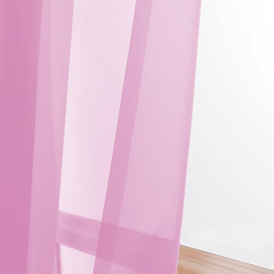 OWENIE Sheer Pink Curtains, Sheer Curtains 84 Inch Length 2 Panels Set, Rod Pocket Voile Fimly Sheer Drapes For Living Room/Bedroom, 2Pcs, Each 42" W X 84" L
