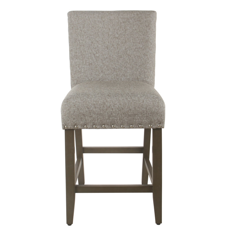 Arlene 24" Counter Stool with Nailheads, Dove Gray Woven