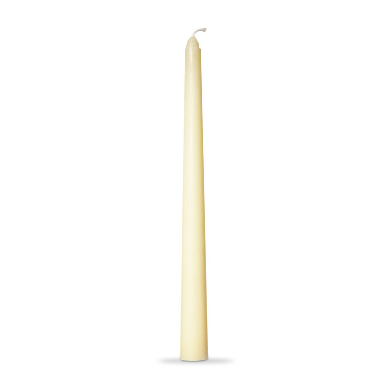 Unscented Taper Candle with Tin Holder, Ivory