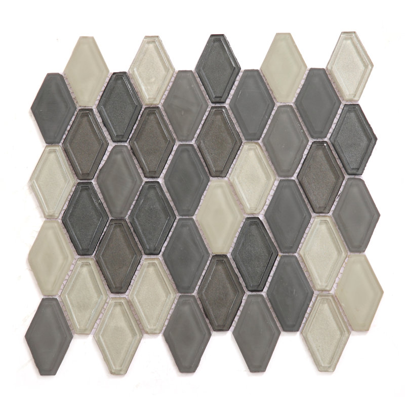 Carreau de mosaïque mural hexagonal gris art déco 11 po x 11 po Art Deco