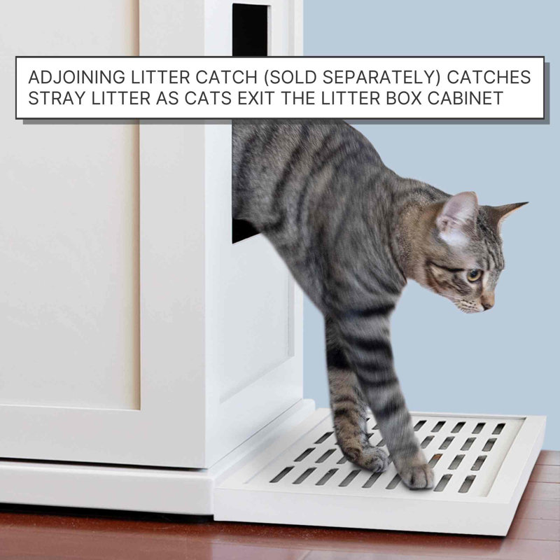 The Refined Litter Box - Wood Cat Litter Box Enclosure Cabinet with Drawer, Modern Style, White, Extra Large