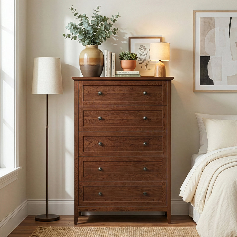 Commode 5 tiroirs 31,5 pouces, Brun