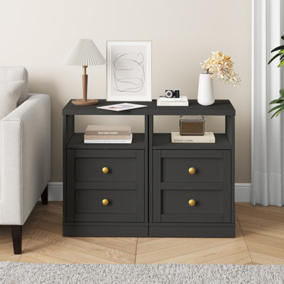 Yokota Modern Nightstand With Door & Open Shelf