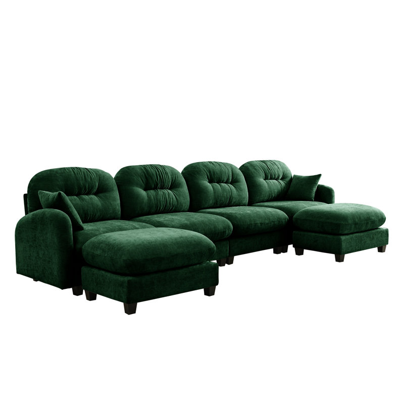 4 U Shaped Sectional In Chenille, Pleated , High Foam, Ergonomic Seating, And An For Living Room Relaxation Couch With Soft Cushion, High Spring Pack, A Movable Home Arrangement