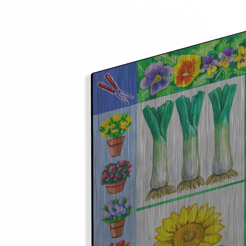  «Gardening Veggies + Fruits Square» par Geraldine Aikman, art mural en métal, 24 po x 24 po, H 24 po x l 24 po