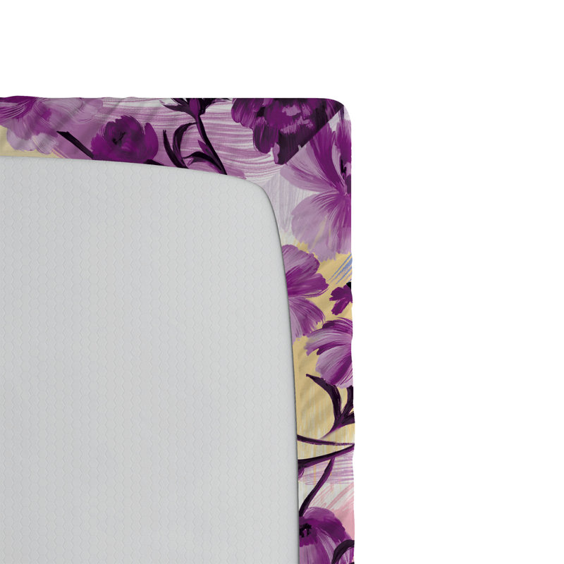 Drap-housse floral Ambesonne Fleurs Boho Vibes Motif Lilas mauve pâle / moutarde