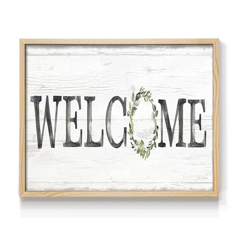 Welcome Wreath -Framed Print - Restickable, H 8 po x l 10 po, Naturel