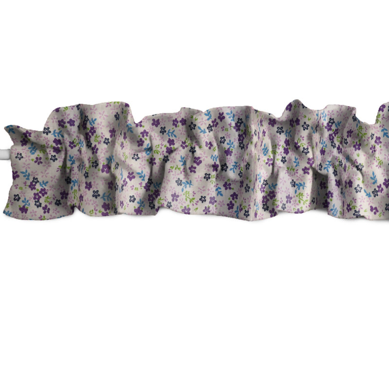 Cantonnière à petites fleurs, L 120 po x L 9 po, Mauve / blanc
