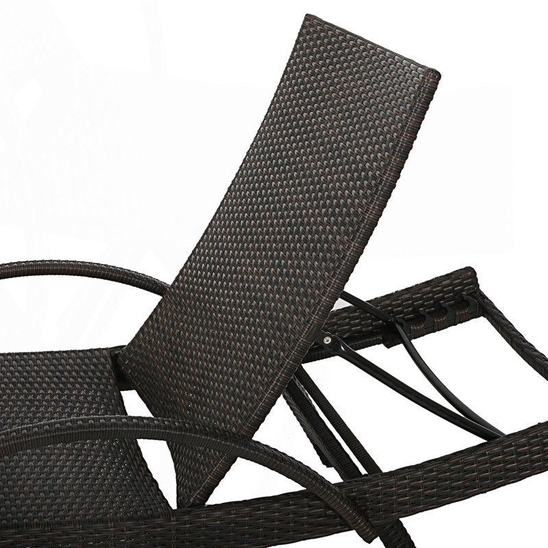 Wicker Chaise Lounge With Arm, 1, Brown Multi