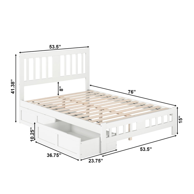 Yarelie Slat Storage Bed, Full, White