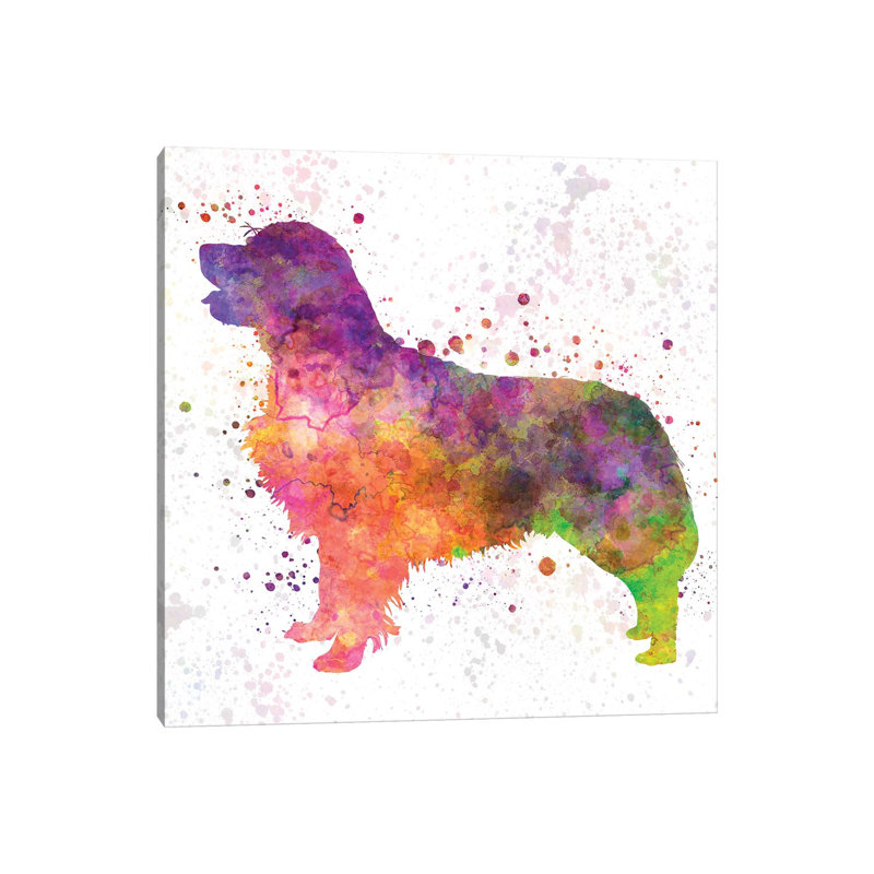 Golden retriever en aquarelle par Paul Rommer - peinture sur toile tendue, H 12 po x l 12 po x P 0,75 po