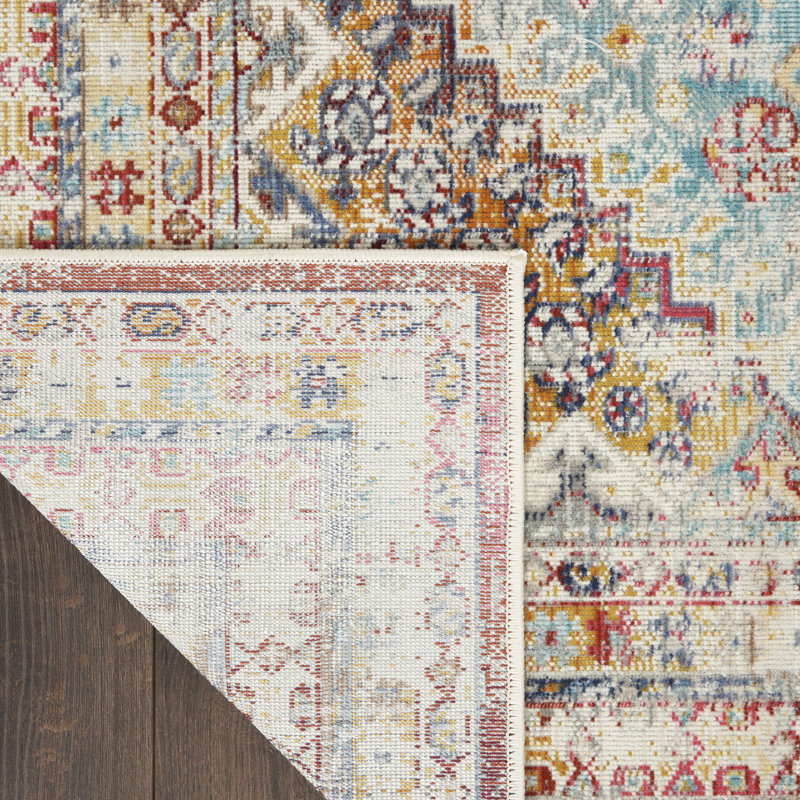 Arlea Kinsley Oriental Ivory/Navy/Rust Area Rug, Rectangle 4' x 6'