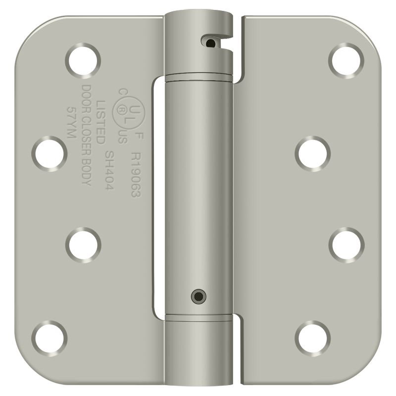 4'' x 4'' Steel Spring Hinge, Brushed Nickel