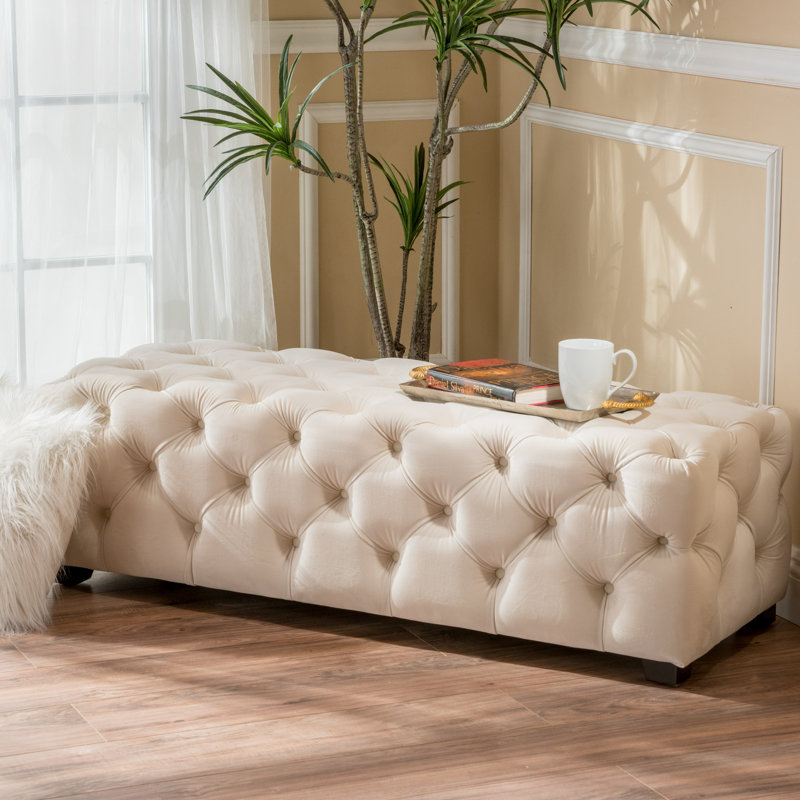 Dannetta Velvet Ottoman, Blush