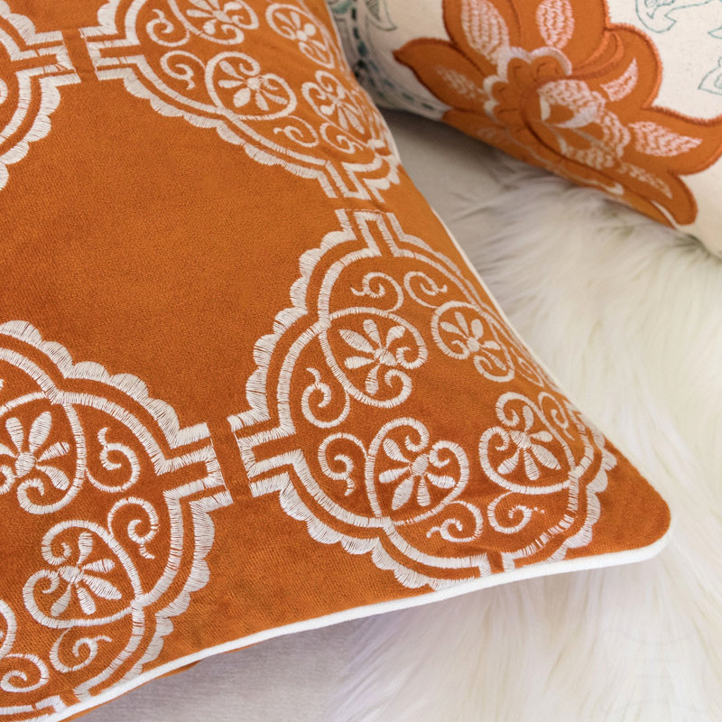 Damask Embroidered Throw Pillow