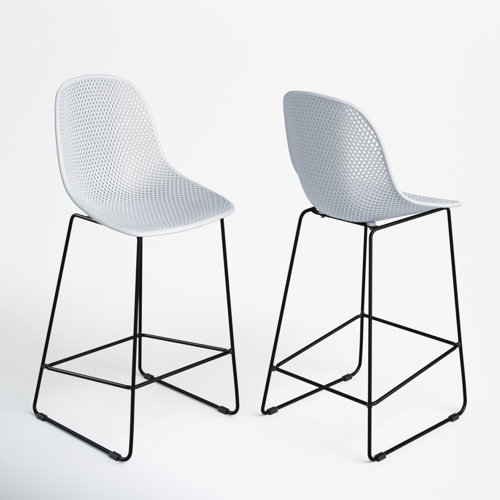Dusti Iron Outdoor Bar Stool, 25.5" H , White
