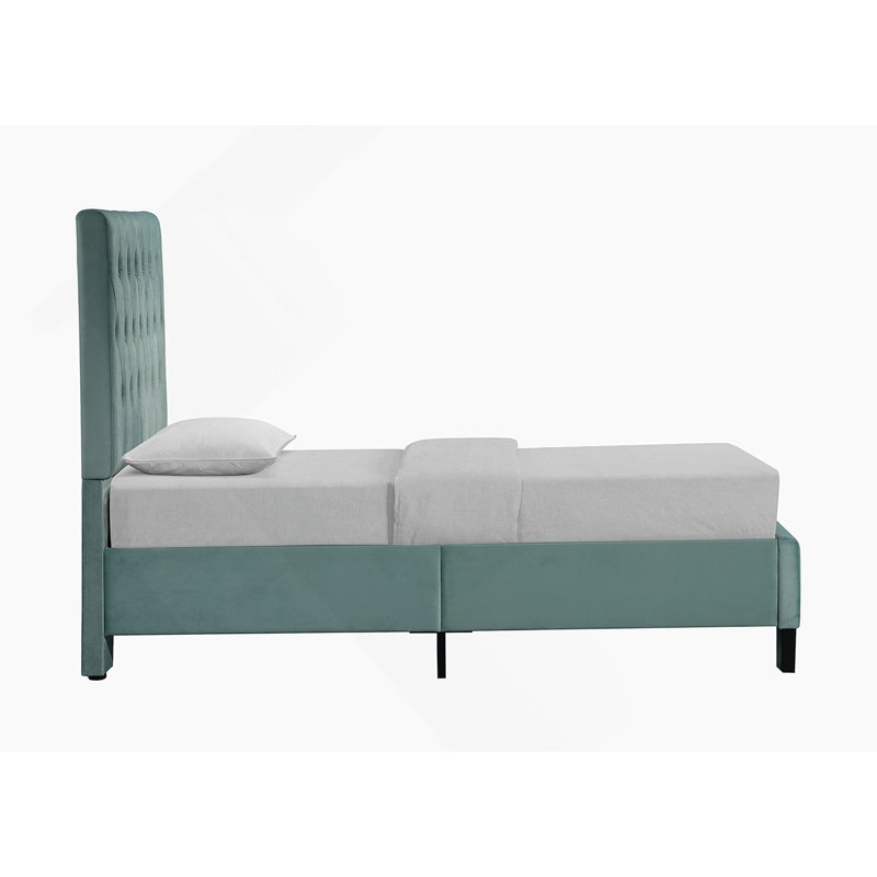 Kayden Upholstered Standard Bed, Full, Light Blue